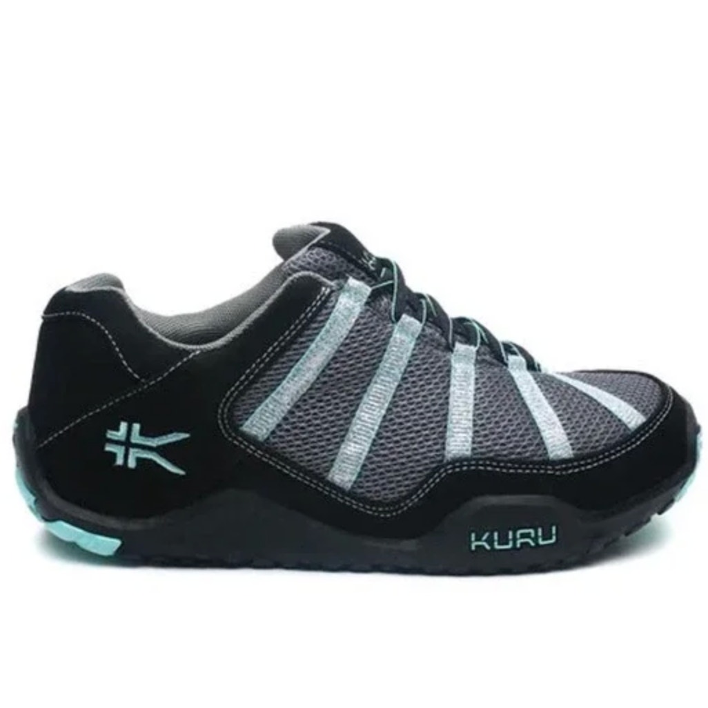 Kuru Chicane Trail Hiking Shoes Low Top Lace Up Outdoor Black Teal Gray 7.5